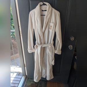 Lauren Ralph Lauren Size M long cozy creamy fleece wrap bathrobe EUC